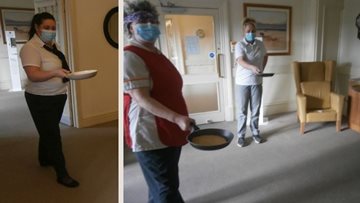 Cumbria care home Colleagues take part in their annual pancake race